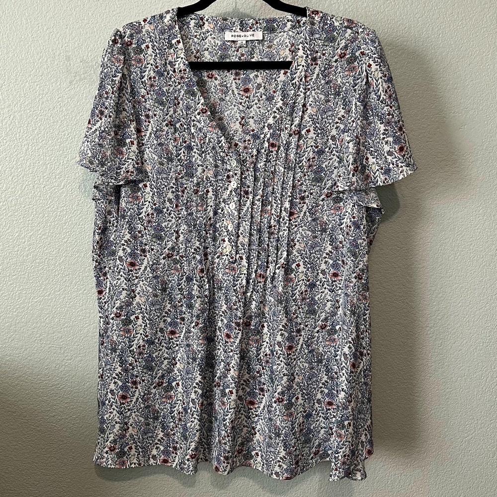 Rose + Olive Blouse - Size 1X